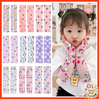 1 Cặp Găng Tay Chống Nắng Tia uv Họa Tiết Hoạt Hình Dễ Thương Dành Cho Bé Gái 3-12 Tuổi