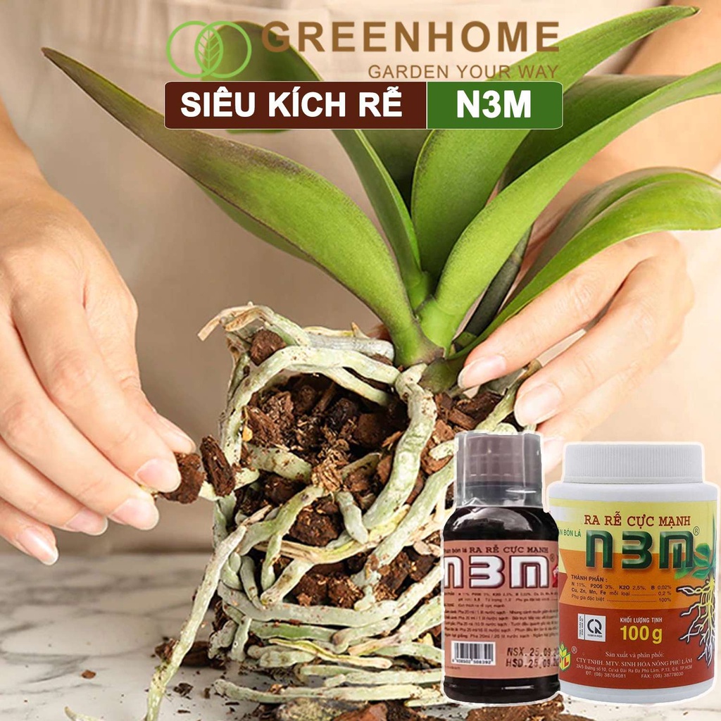 Phân kích rễ H2T Farm, N3M, hũ 100gr, dùng giâm, chiết cành, ngâm hạt giống