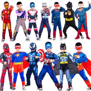 Bộ đồ siêu nhân Người Nhện,Captain cơ bắp liền thân kèm mặt nạ, trang phục hoá trang cosplay halloween cho bé trai