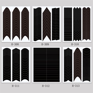 Set 6 stickers vẽ đầu móng màu đen miếng dán dặm ombre