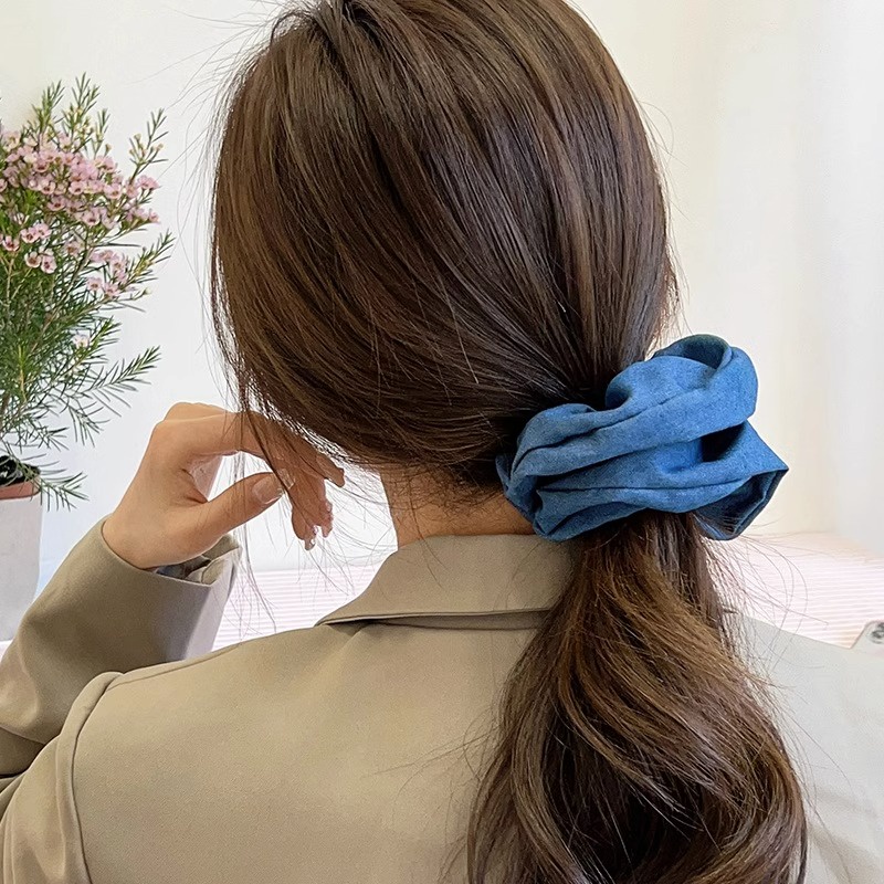 Dây Cột Tóc denim Thắt Nơ Màu Sắc Ngọt Ngào Cho Nữ