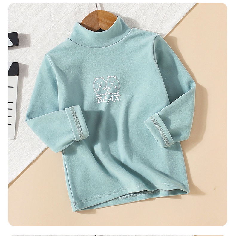 Áo Thun Tay Dài Cổ Cao Hai Mặt 90-160cm Thời Trang Thu Đông Cho Bé