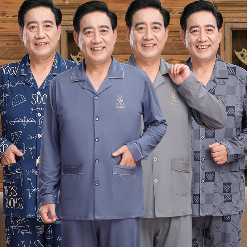 Bộ Đồ Ngủ Tay Dài Vải cotton Thiết Kế Cá Tính Cho Nam Dùng Làm Quà Tặng Ngày Của Cha