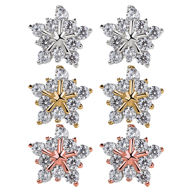 Selense Bông Tai Hình Hoa Tuyết Đính Đá zircon Lấp Lánh Thời Trang Cho Nữ