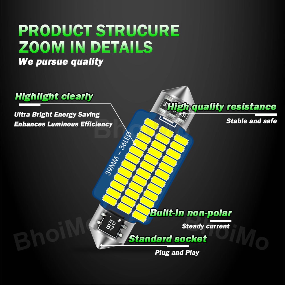 Đèn led t10 31mm ba9s t4w w5w c10w c5w 28mm 3014 36mm 39mm 41mm Chuyên Dụng Cho Xe Hơi dc12v