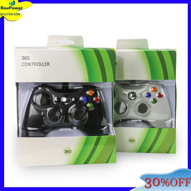 Boupower Tay Cầm Chơi Game xbox 360 Với microsoft slim / windows / pc Màu Trắng Đen
