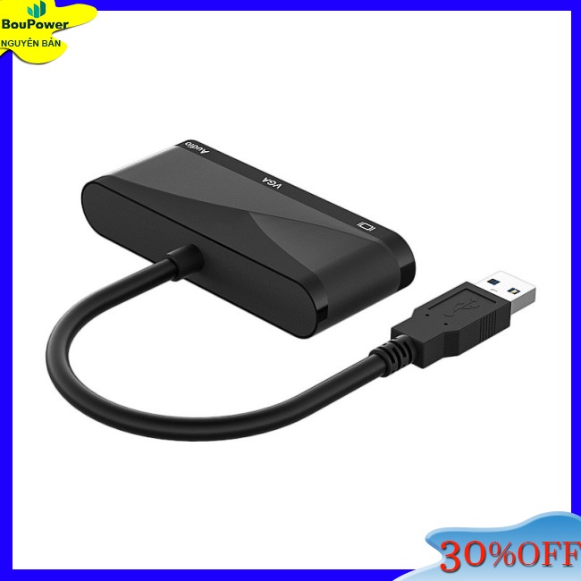 Boupower Bộ Chuyển Đổi hub 3 Trong 1 usb 3.0 Sang hd vga 1080p hd Tương Thích Với windows7 / 8 / 10 / 11 / os