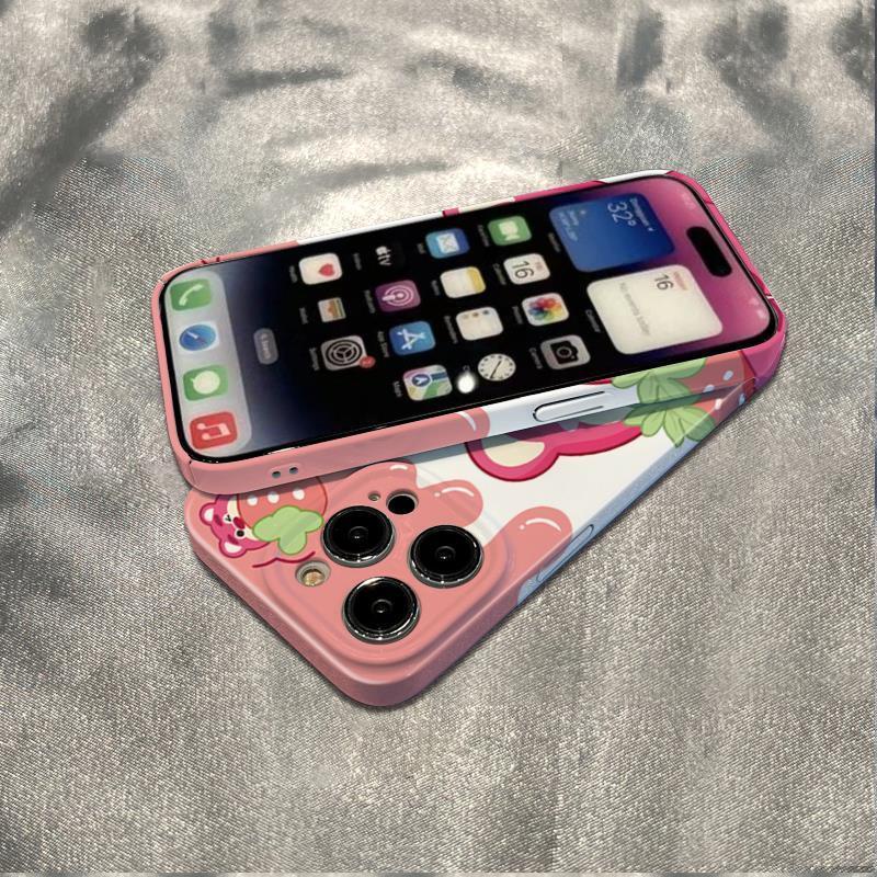 Ốp Điện Thoại In Hình Gấu Hồng Cho Iphone 15 14 13Pro 12 / 11 Xsmax xr / 7 / 8p