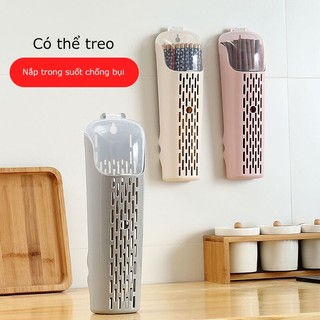 Ống đựng đũa dán tường có nắp chống bụi, treo đũa nhà bếp tiện lợi--Giuseppe123
