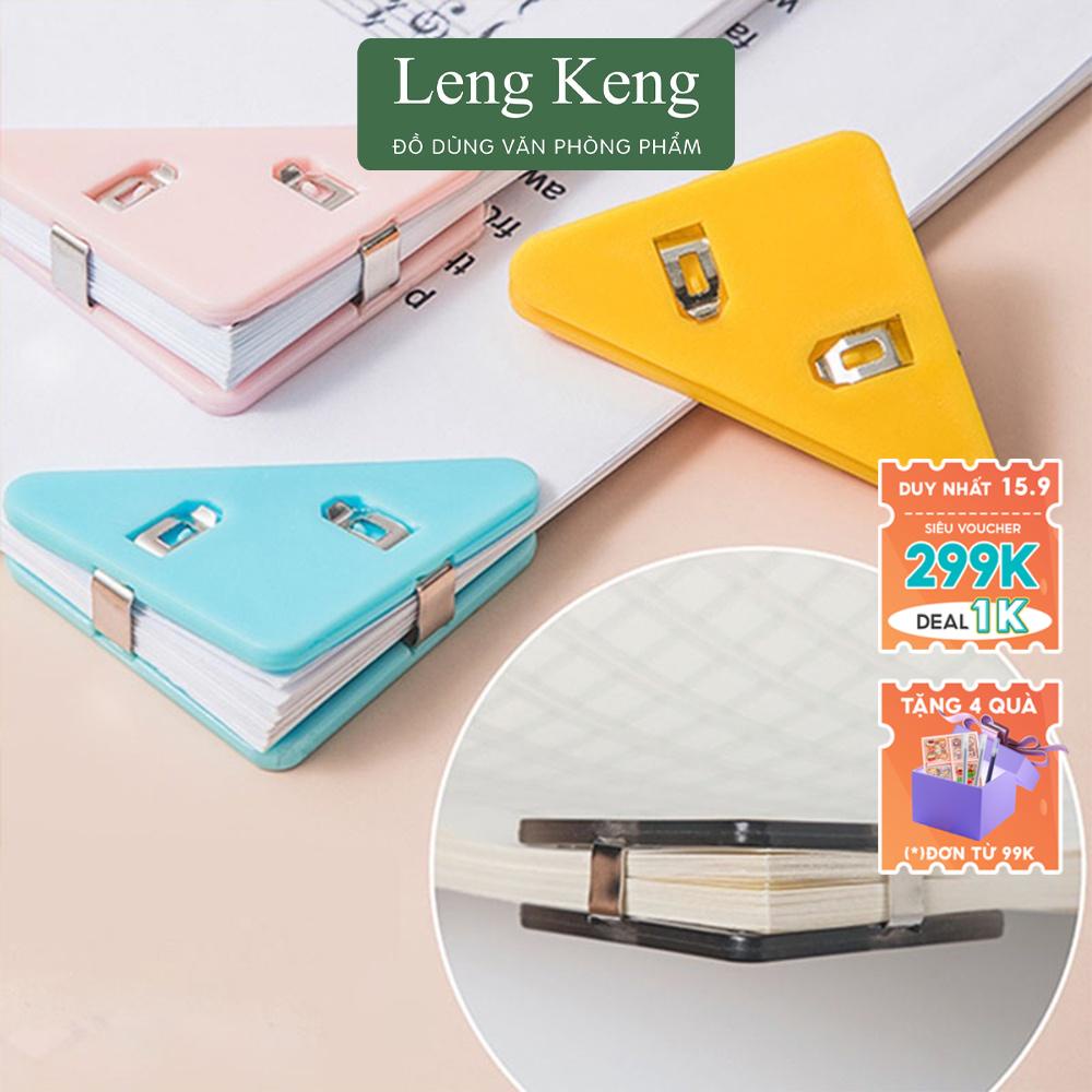 Ghim kẹp giấy hình tam giác văn phòng phẩm Leng Keng bằng nhựa trong suốt KTL05
