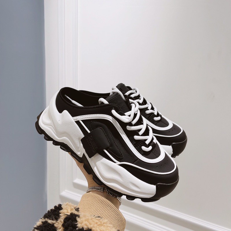 Giày sục thể thao pha kẻ tem vuông đế cao 5cm hàng QC fullbox TT45 ANN_Official