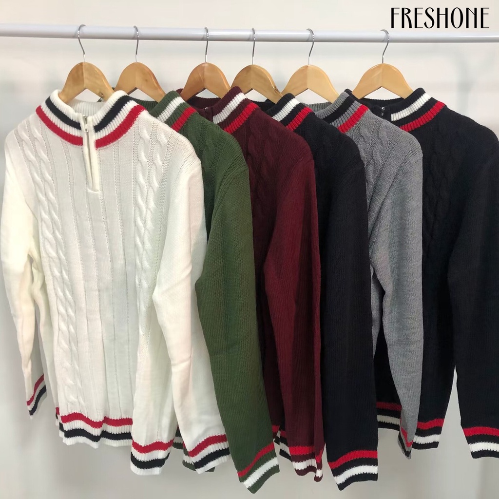 Áo sweater Cổ Lọ Tay Dài Có Dây Kéo Phối Màu Sắc Thời Trang Xuân Thu Cho Nam