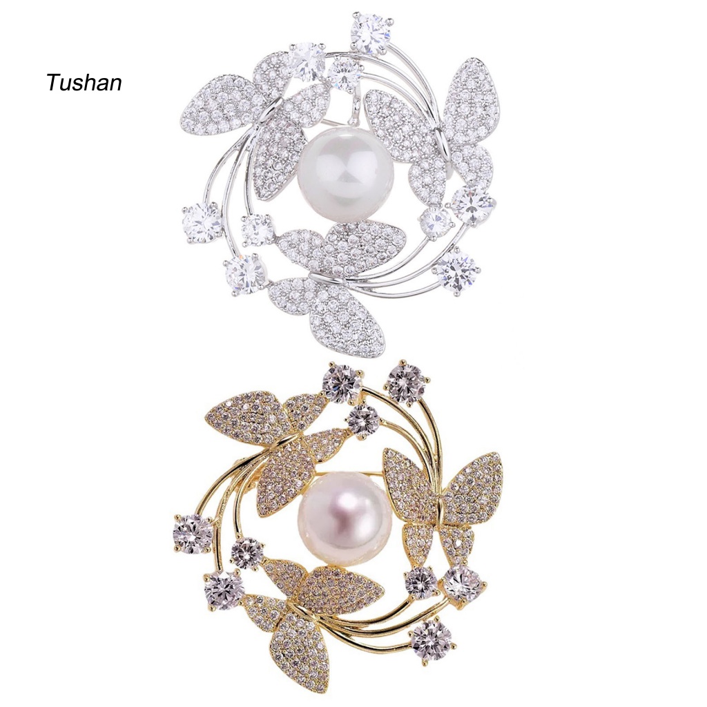 Ghim Cài Áo Hình Tròn Đính Ngọc Trai Nhân Tạo Thời Trang Cho Nữ