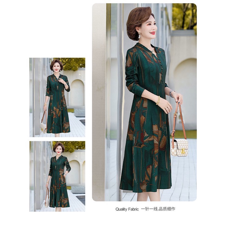 Đầm Phong Cách Phương Tây Thời Trang Xuân Thu Mới 2022 Cho Phụ Nữ Trung Niên