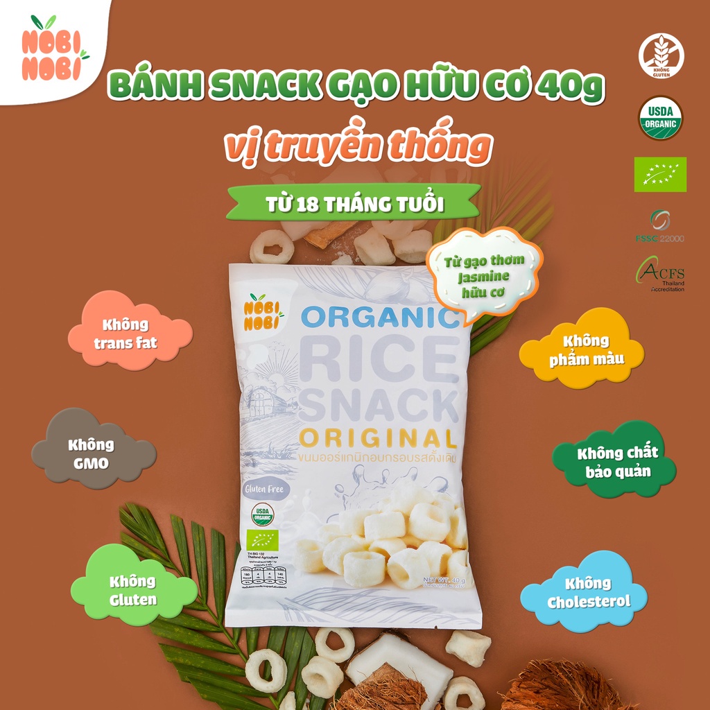 Bánh Snack gạo hữu cơ Thái Lan nhiều vị Nobi Nobi