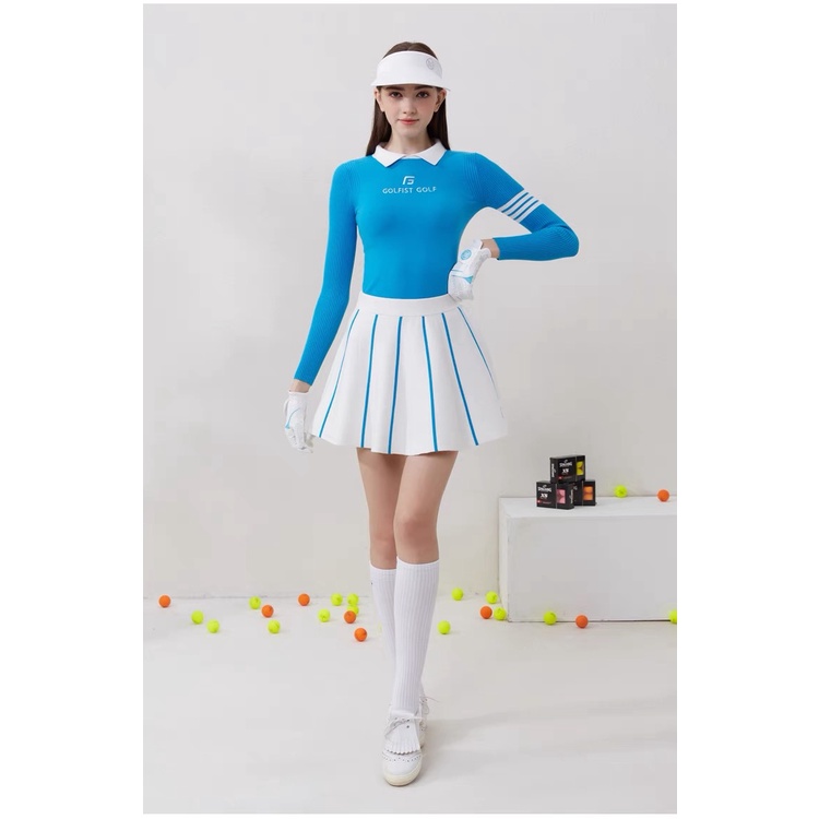 Bộ Trang Phục Áo sweater Dệt Kim Thân Thiện Với Da Dáng Ngắn Thời Trang Mùa Thu Cho Nữ Chơi golf Fj2