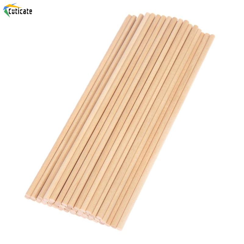 Set 50 Que Gỗ Tròn 10cm / 15cm / 20cm Đường Kính 5mm