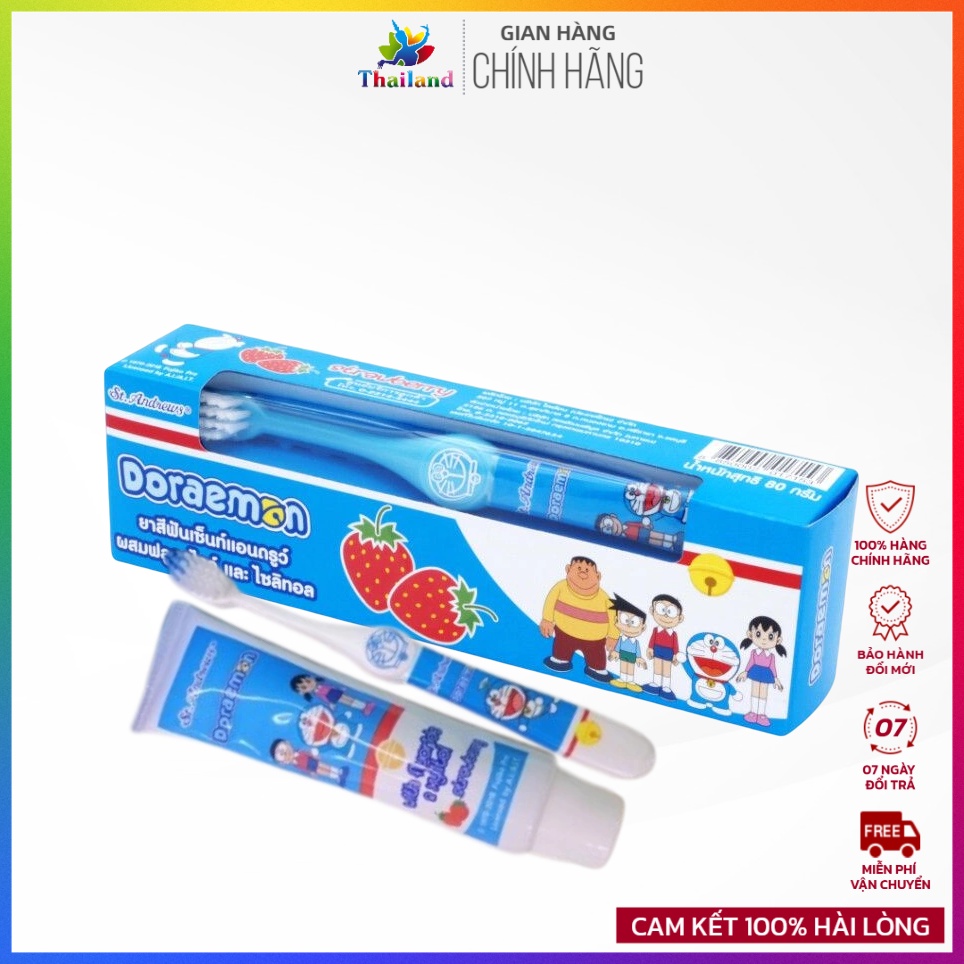 Bộ kem đánh răng trẻ em St. Andrew phiên bản Doraemon kèm bàn chải