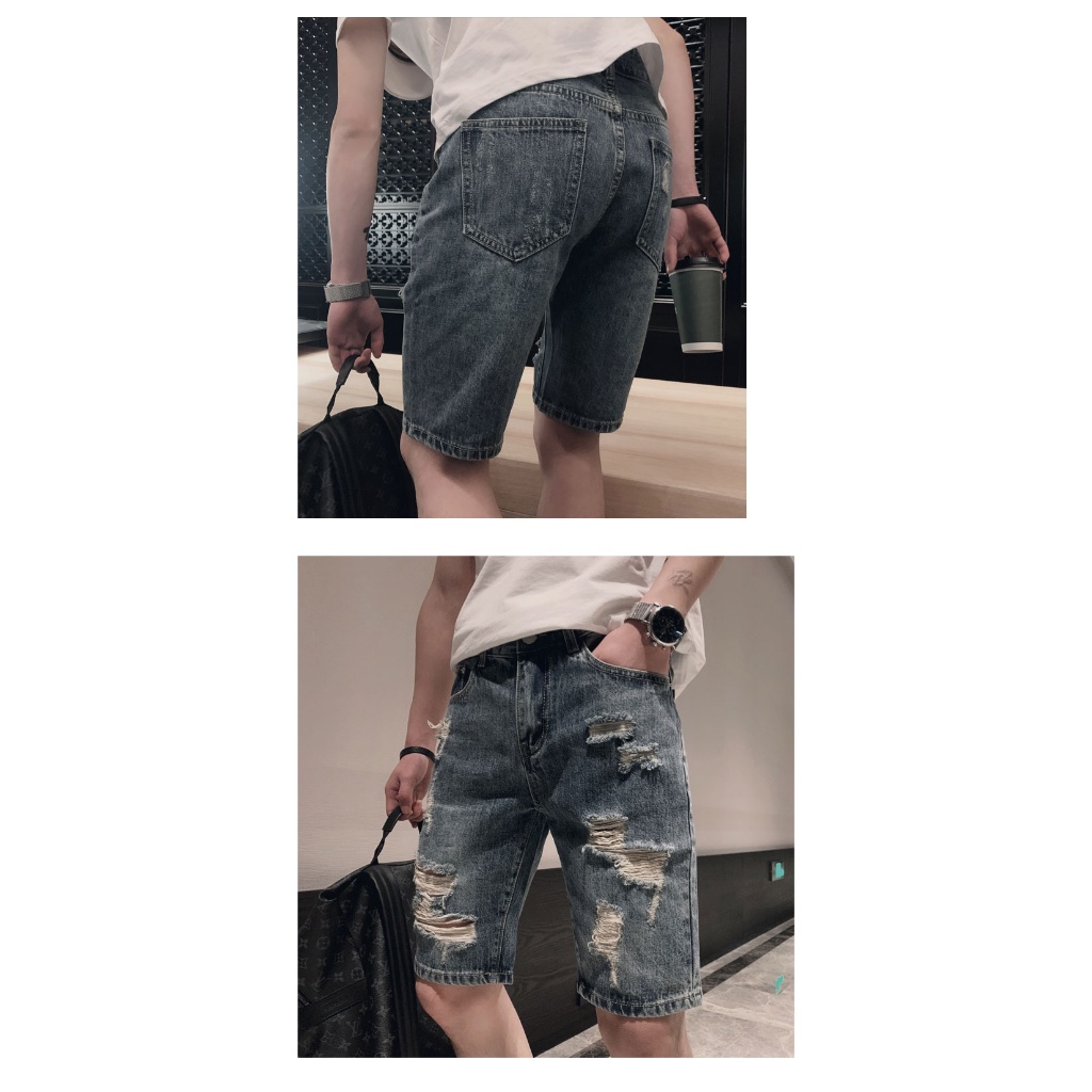 SP Quần short jean nam Quần jean nam rách Quần Jeans Lửng Thời Trang Dành Cho Nam quần bò nam quần đùi nam