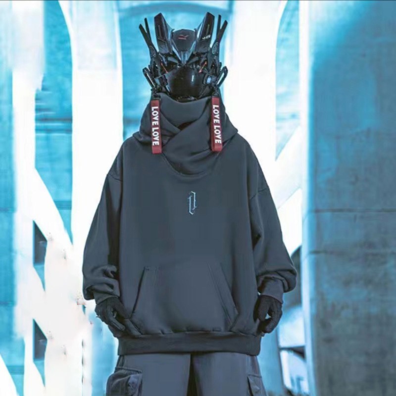 Áo Hoodie Cổ Cao Dáng Rộng Thêu Họa Tiết Phong Cách Đường Phố Thời Trang Thu Đông Cho Nam Và Nữ