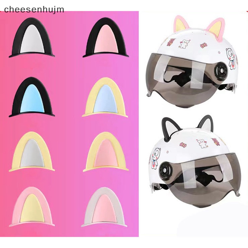 Set 2 Miếng Dán Trang Trí Mũ Bảo Hiểm Hình Tai Mèo Dễ Thương vn