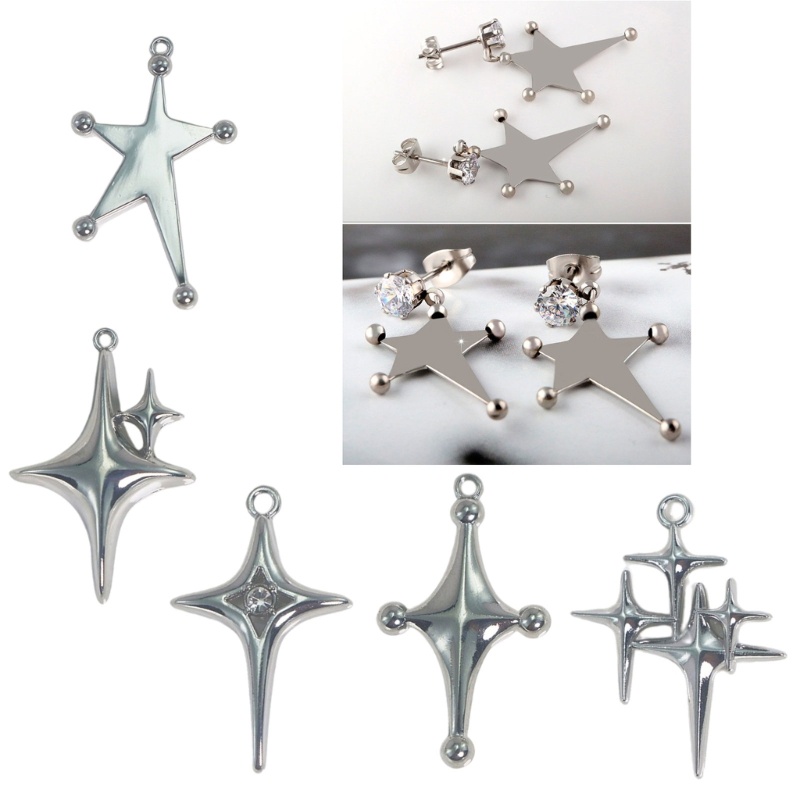 San * Mặt Dây Chuyền Ngôi Sao mini Lủng Lẳng Làm Trang Sức Thủ Công Có Lỗ Quyến Rũ diy