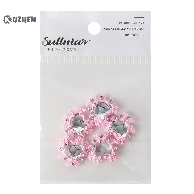 Set 5 Phụ Kiện Trang Trí Móng Tay 3d Bằng Kim Loại Hình Nơ Và Trái Tim Xinh Xắn