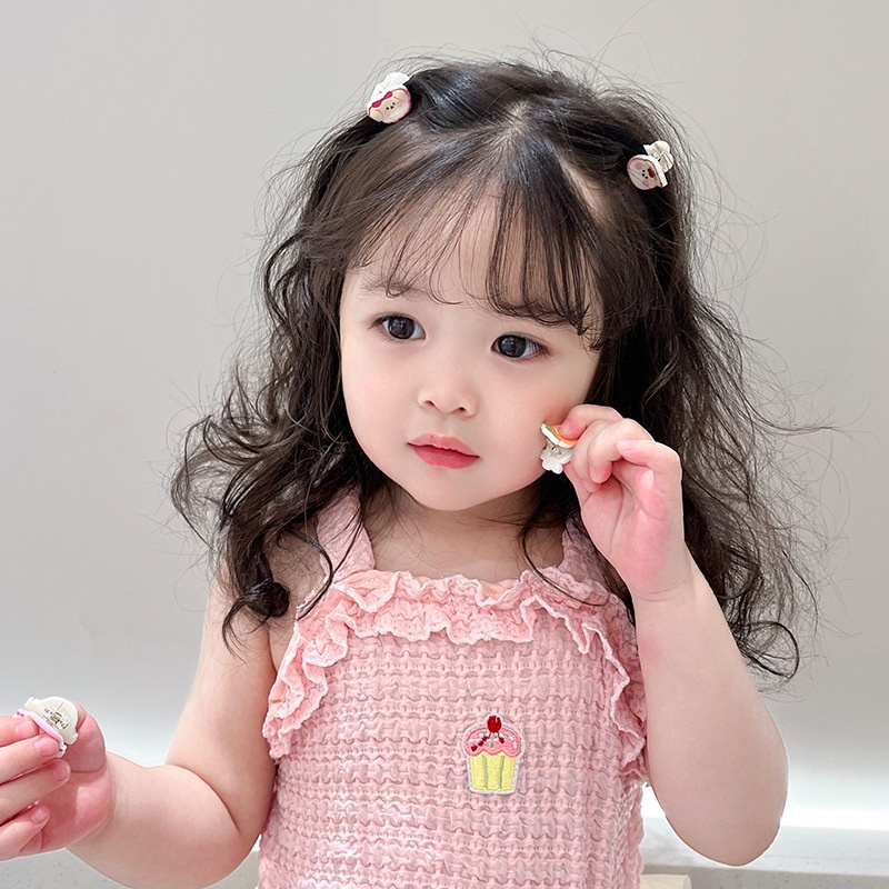 Set 2 Kẹp Tóc mini Họa Tiết Trái Cây Hoạt Hình Phong Cách Hàn Quốc Cho Bé Gái