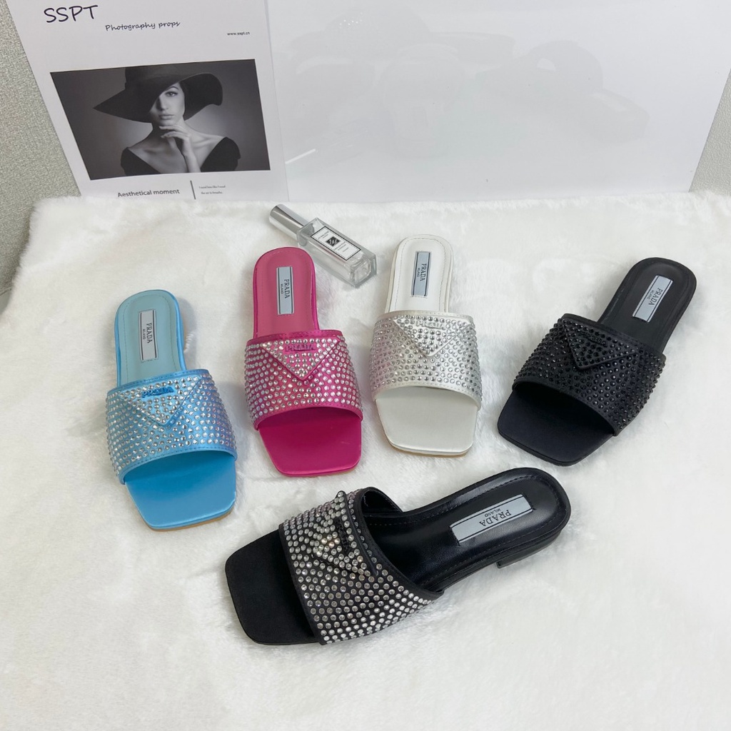 Prada Dép Sandal In Chữ Thời Trang Dành Cho Nữ