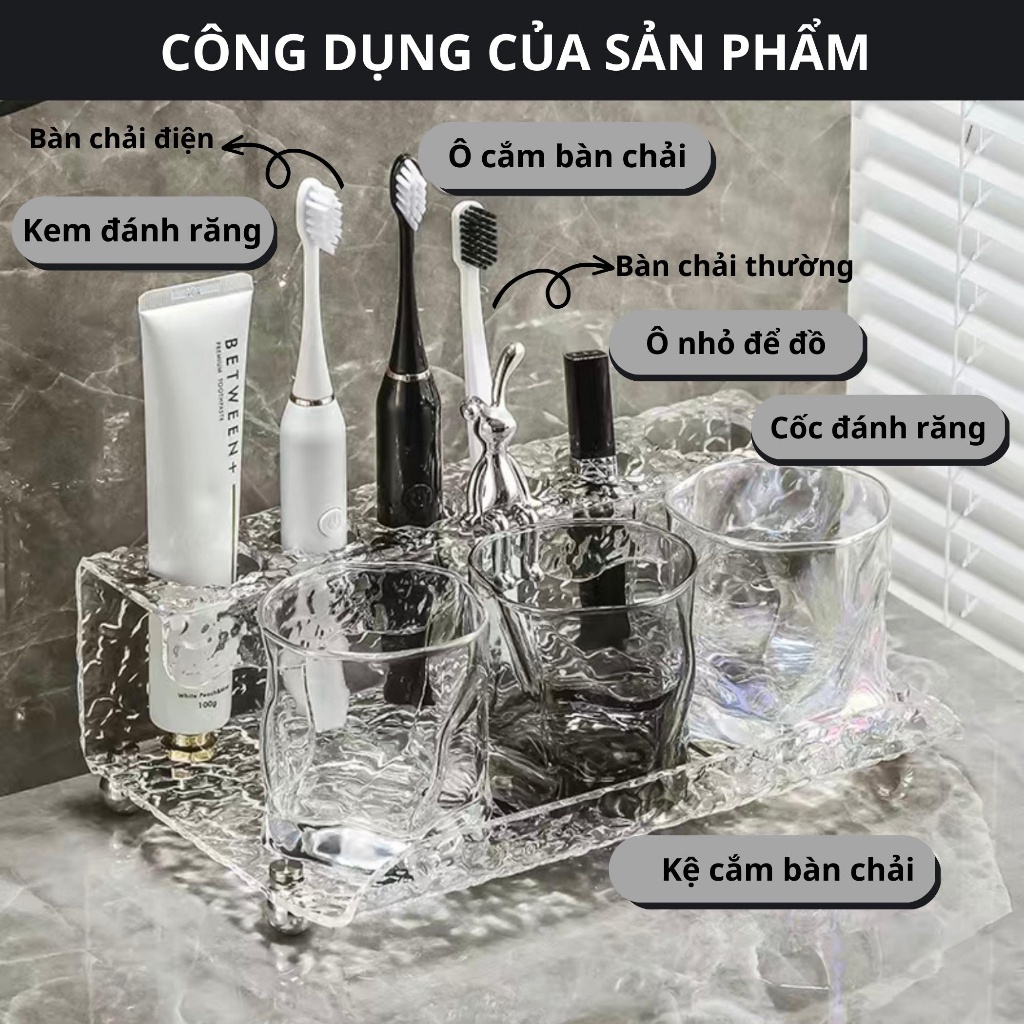 Giá Để Bàn Chải Đánh Răng Acrylic Sang Trọng, Kệ Đựng Bàn Chải Đánh Răng Dán Tường Phòng Tắm Nhà Vệ Sinh