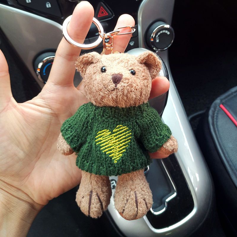 Móc Khóa Hình Gấu Nhồi Bông Dễ Thương Phong Cách Hàn Quốc