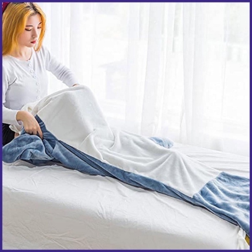 Mới Túi Ngủ Bằng Vải flannel 140-210cm Hình Cá Mập Dễ Thương Cho Người Lớn Và Trẻ Em