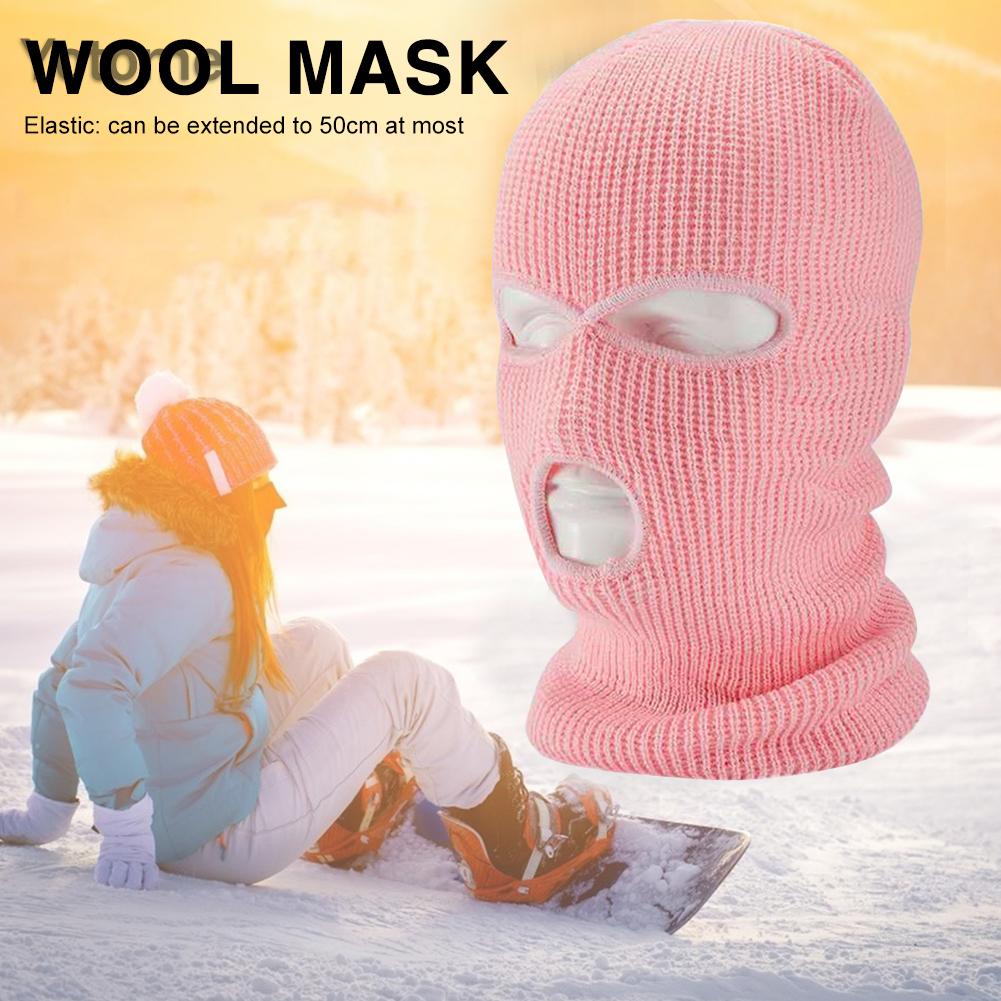 Mũ Trùm Đầu Dệt Kim Có Mặt Nạ acrylic 3 Lỗ Ấm Áp Khi Đi Xe Đạp / Trượt Tuyết