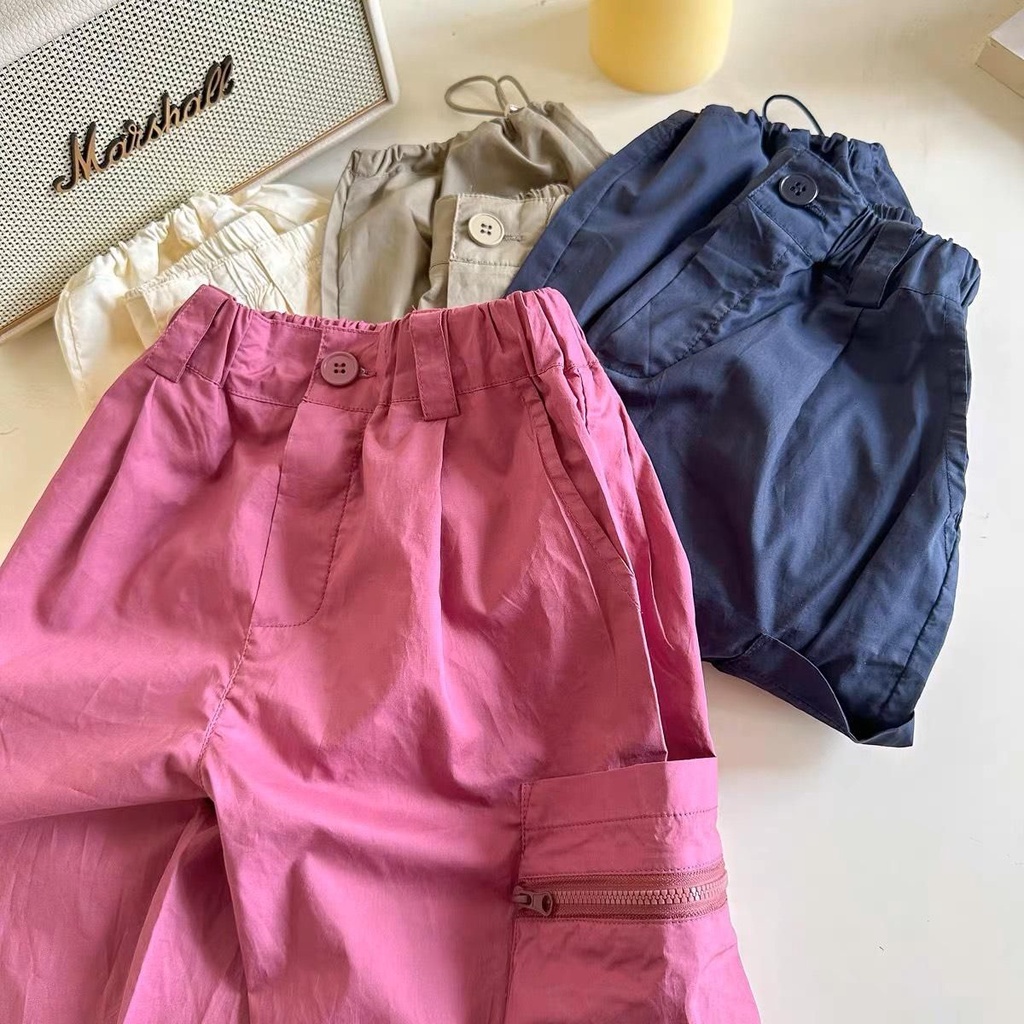 Quần Thô Gió 4 Màu Cho Bé Quần Túi Hộp Dây Rút Y2k Cho Bé Trai Và Bé Gái Heri Kids