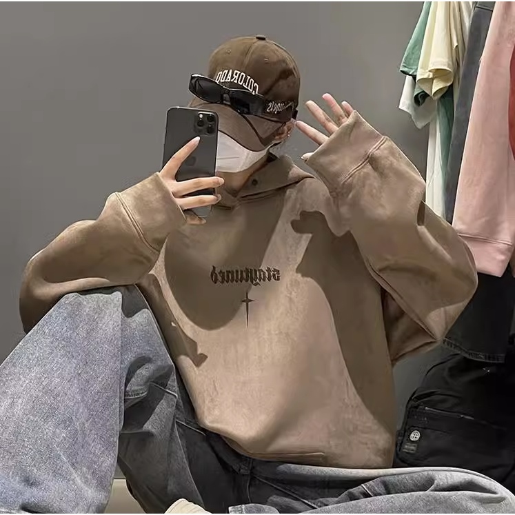 Áo Hoodie Dáng Rộng Phong Cách retro Đường Phố Mỹ Cá Tính Cho Nam