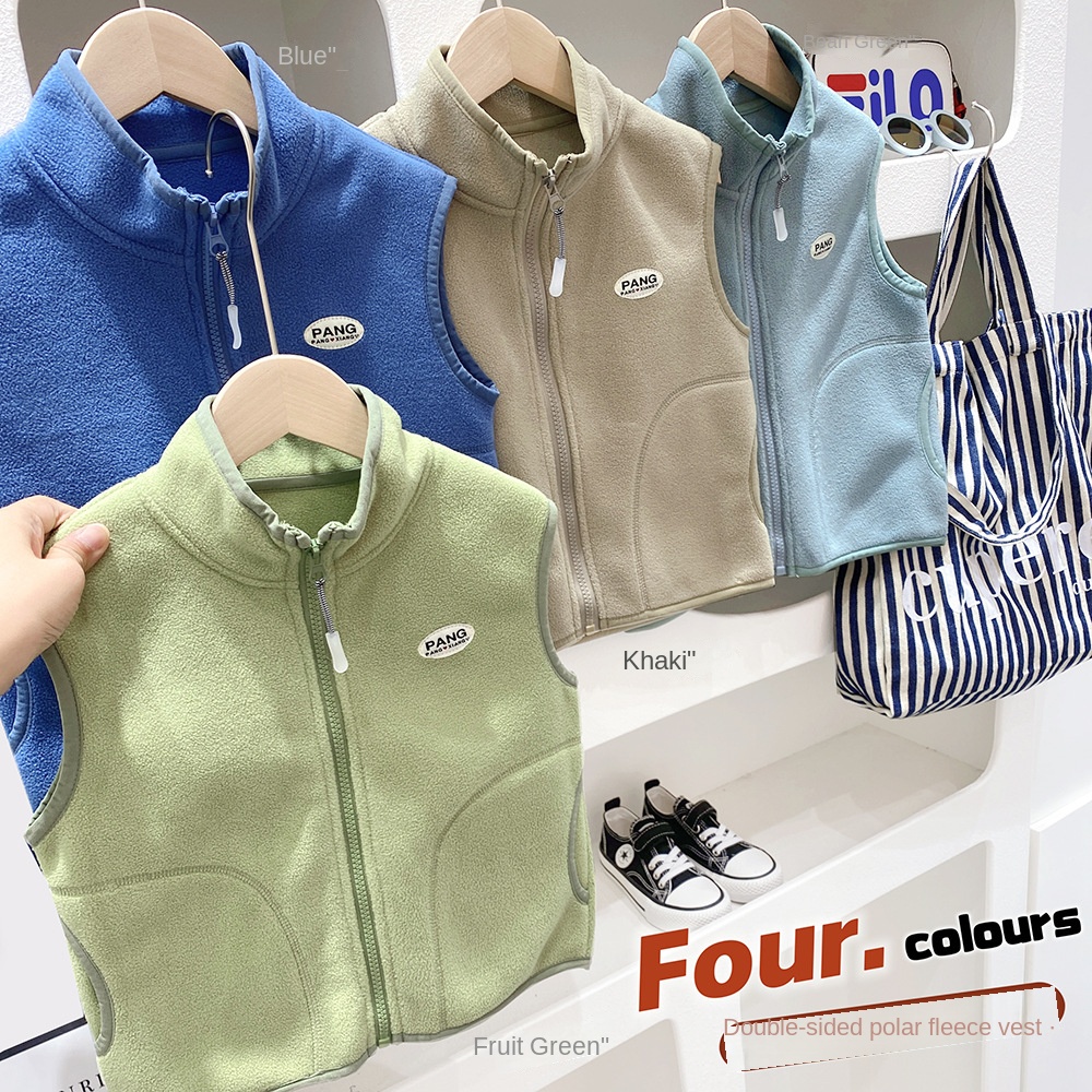Áo Khoác Ghi Lê Có Nón Bằng Vải Lông Cừu Phong Cách Hàn Quốc Thời Trang Xuân Thu Hàng Mới Dành Cho Bé Trai 0928
