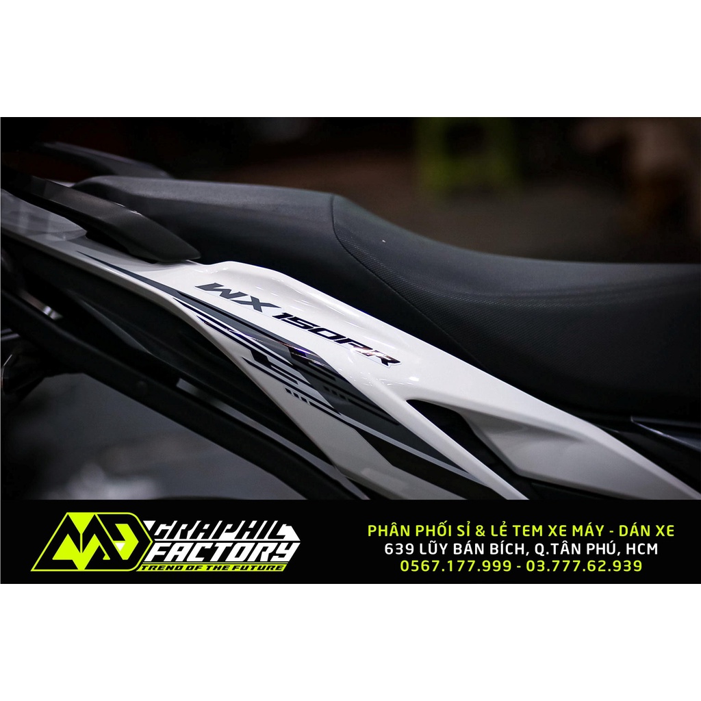 Tem rời Winner X trắng - mẫu sọc xám đen WX 150rr siêu hot 2023