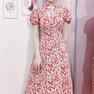 Đầm Maxi Hoa Cổ Tàu Đi Tiệc Chất Lụa Mango