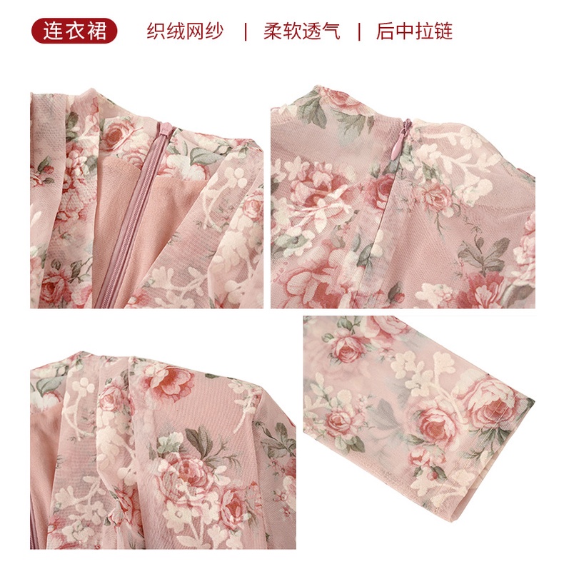 Đầm Đuôi Cá Dáng Dài In Họa Tiết Hoa Phong Cách Pháp Cổ Điển Thời Trang Mùa Thu Hàng Mới 2023 50448