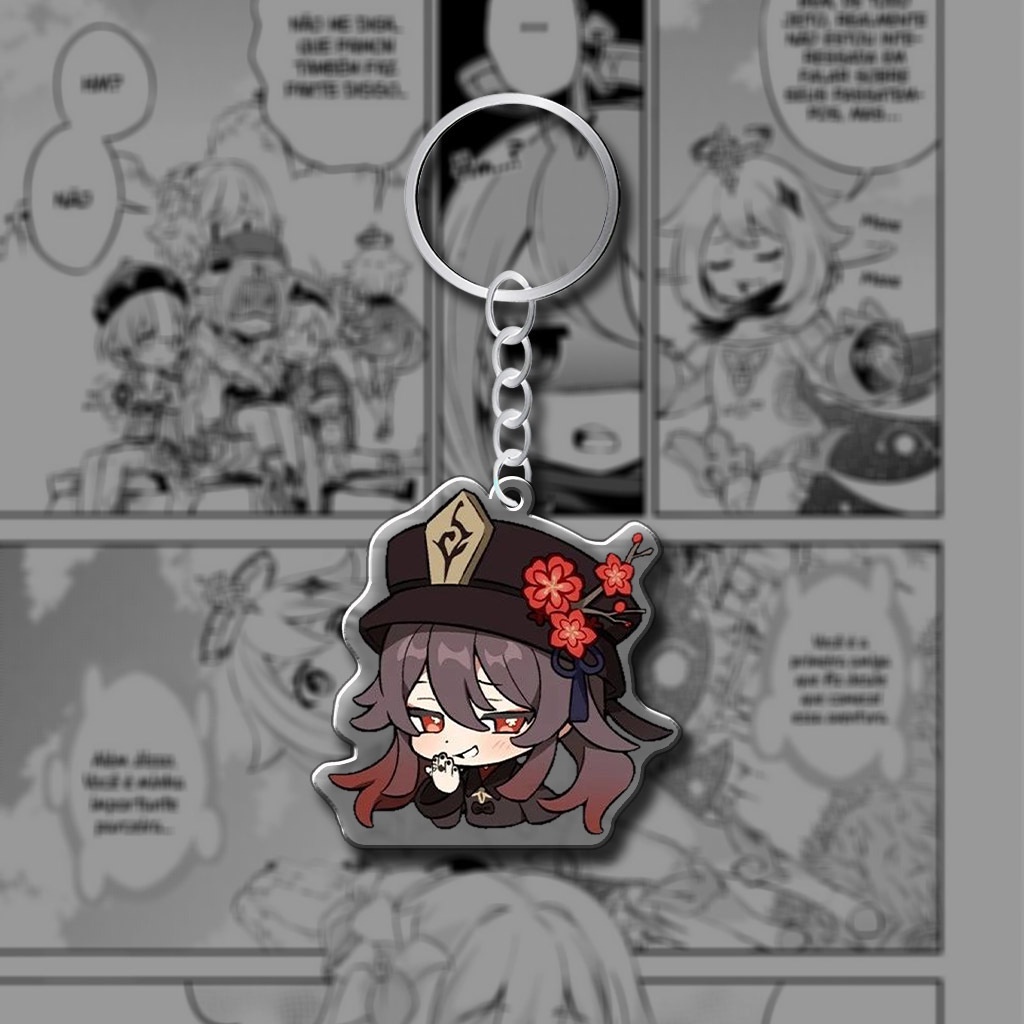 Móc khóa mica in hình nhân vật Hutao Genshin impact trang trí túi xách balo làm quà tặng lưu niệm