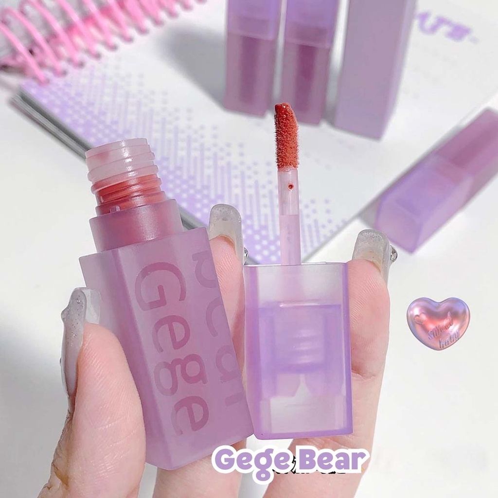 Son Kem Lì Gege Bear Velvet Tím Pastel Nhung Lì Mềm Mịn Môi Lên Màu Cực Chuẩn