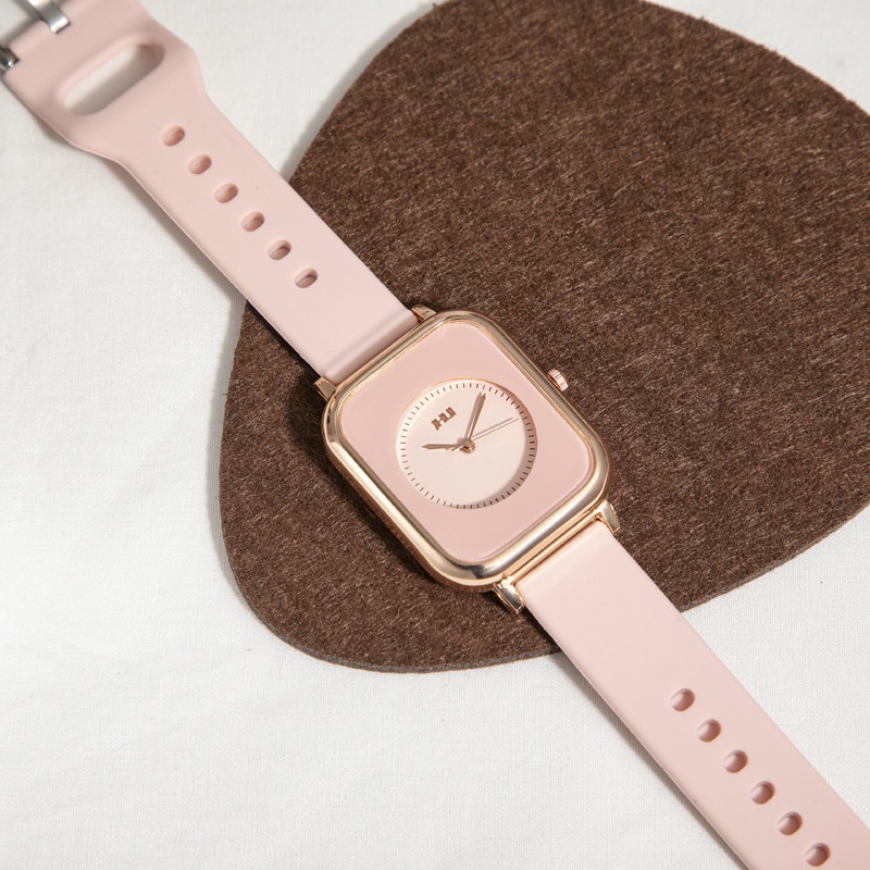 Đồng Hồ Đeo Tay Máy quartz Mặt Vuông Dây silicone Thời Trang Cho Nữ