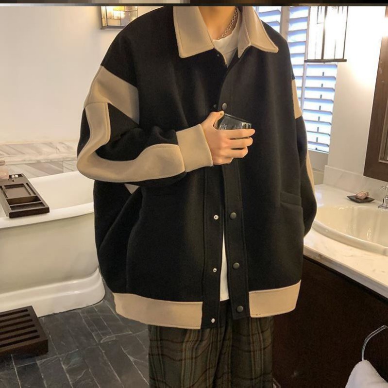 Áo Khoác Nam Vải Len plus size Phong Cách Hàn Quốc Thời Trang Thu Đông