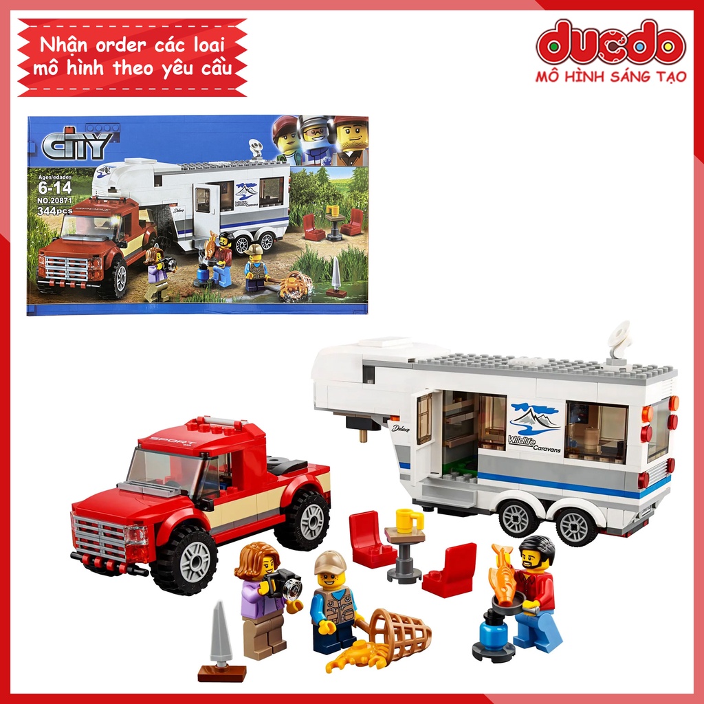 20871 Lắp ghép City Xe Cắm Trại Caravan - Đồ chơi Xếp hình Mô hình 60182