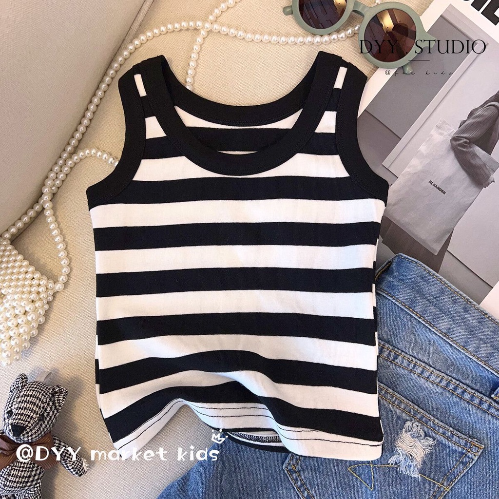 Áo Thun Sát Nách Kẻ Sọc Ngang Trẻ Trung Phong Cách Hàn Quốc Cho Bạn Gái