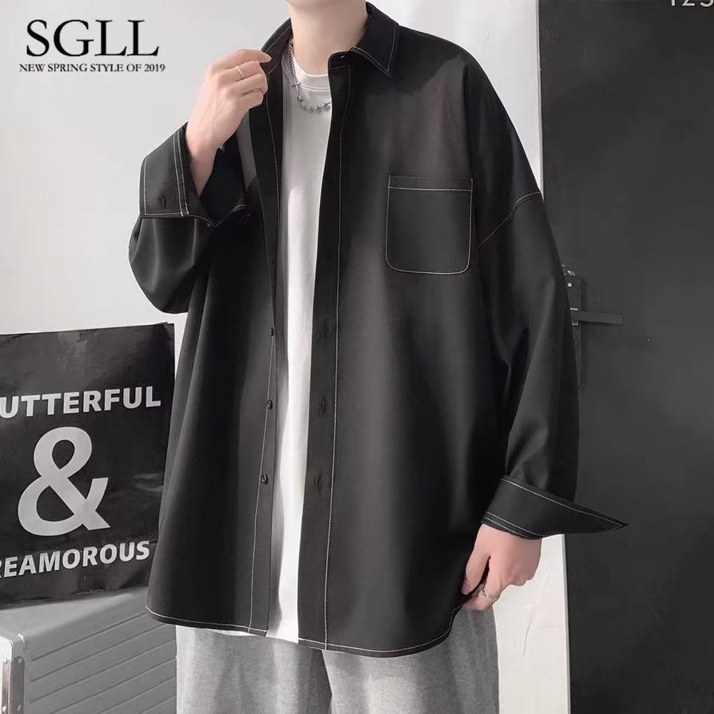 Áo Sơ Mi Trắng Tay Dài Dáng Rộng Cỡ Lớn m-7xl Thời Trang Trẻ Trung Cho Nam