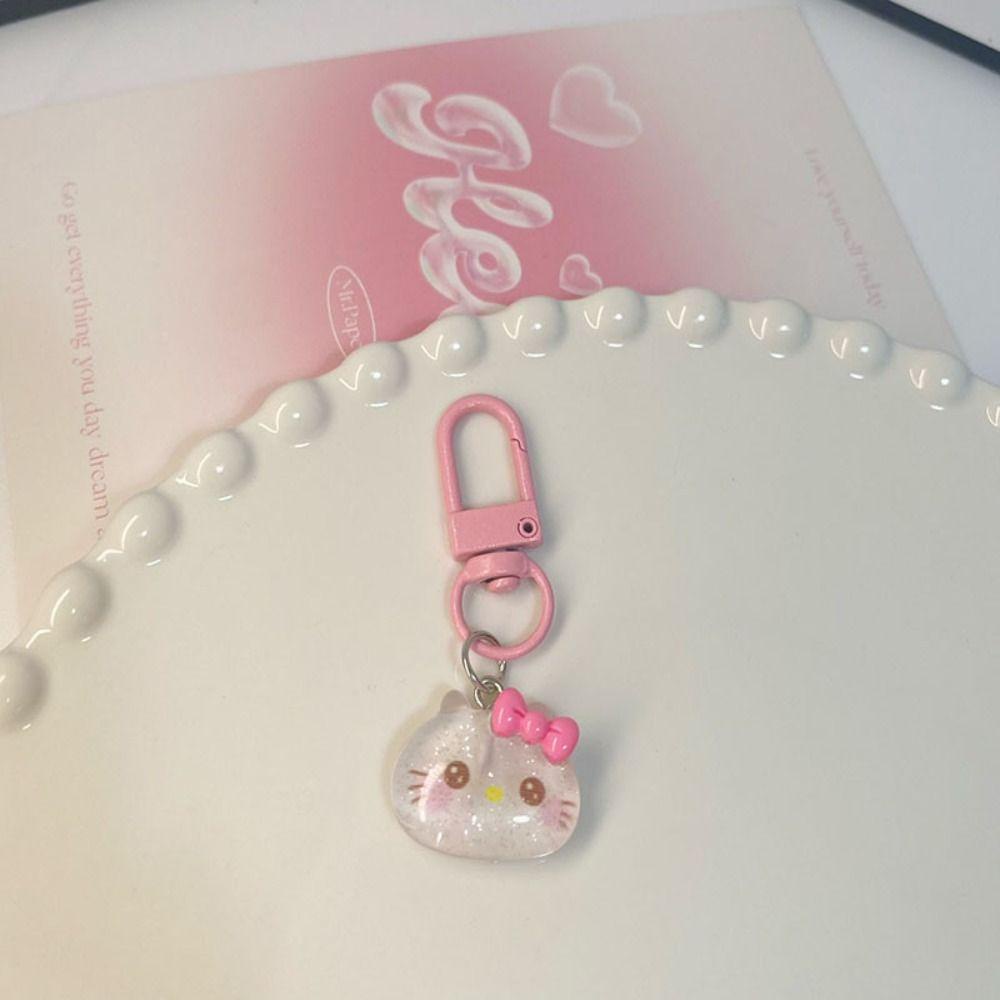 Móc Khóa Hình Mèo Trong Suốt Lấp Lánh Dễ Thương