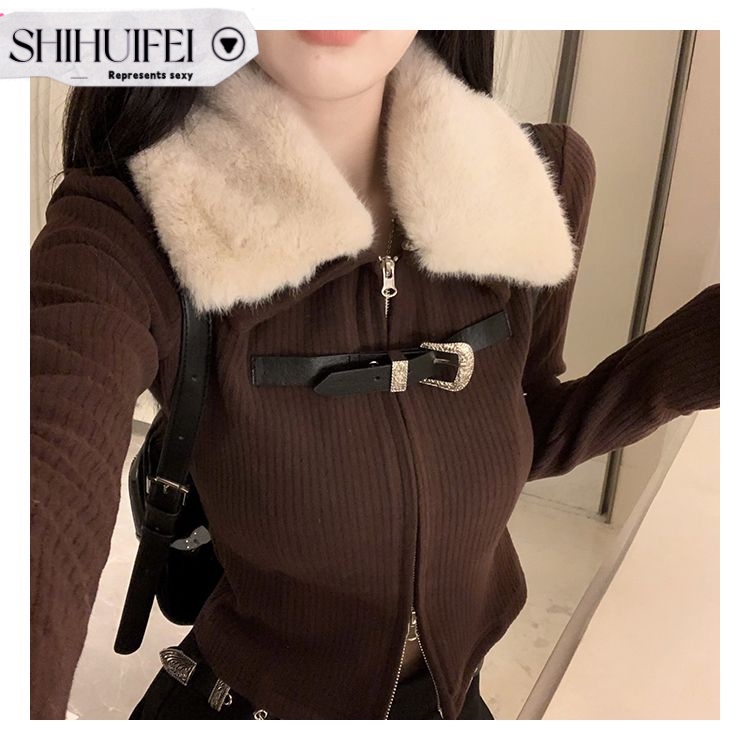 SHIHUIFEI Áo Len áo khoác cardigan Dễ thương hàn quốc Hàn Phong INS WMY23004DP 41Z231008