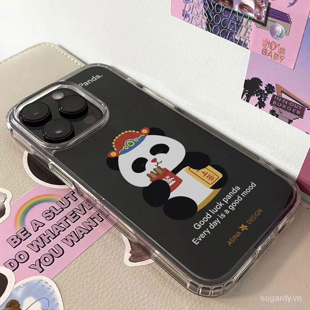 Ốp Điện Thoại Trong Suốt In Hình Gấu Trúc Cho iphone 15pro 15promax 14promax 13promax 11promax 15 14 13 12 11 pro max xr x xsmax 7 8 plus