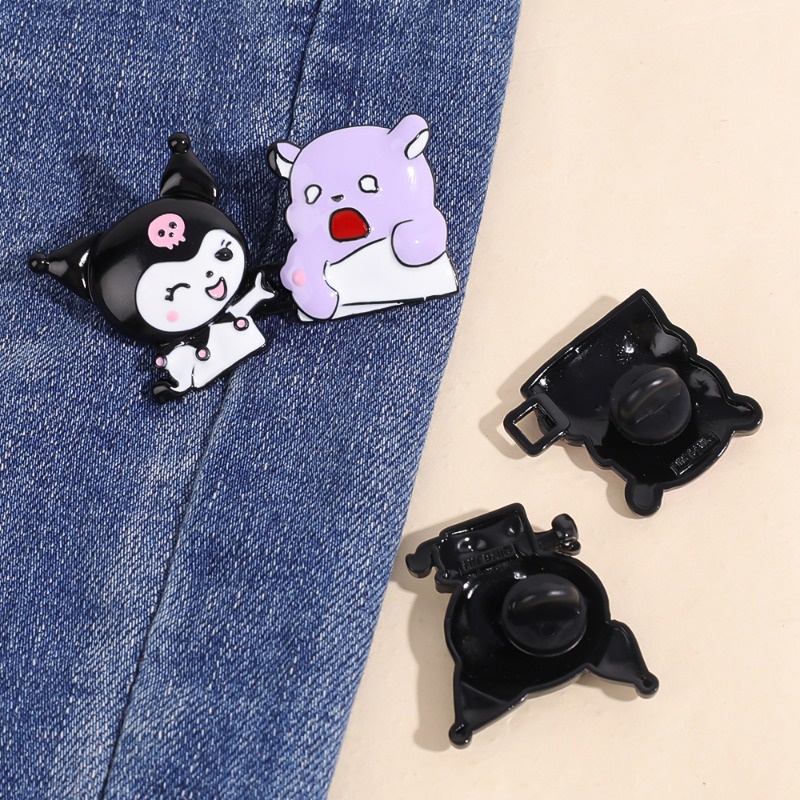 Nút Kim Loại Hình Gấu Hoạt Hình Dễ Thương Có Thể Tái Sử Dụng Gắn Lên Quần Jean Giảm Áp Lực